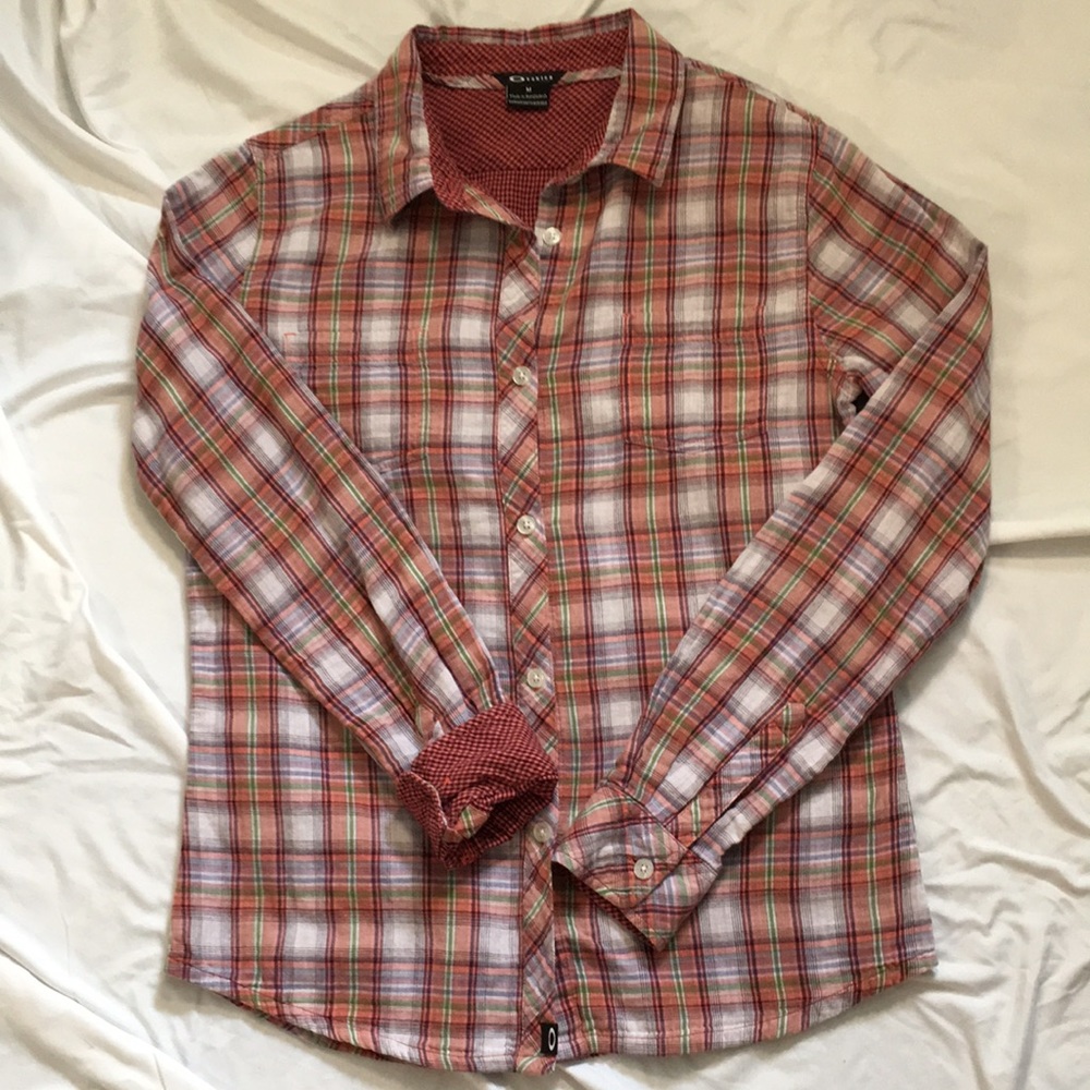 Plaid Oakley Button Down plaid Shirt Size Medium